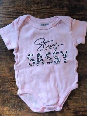 5/$25 Monkey Bars Pink "Stay Sassy" Baby Onesie Bodysuit
